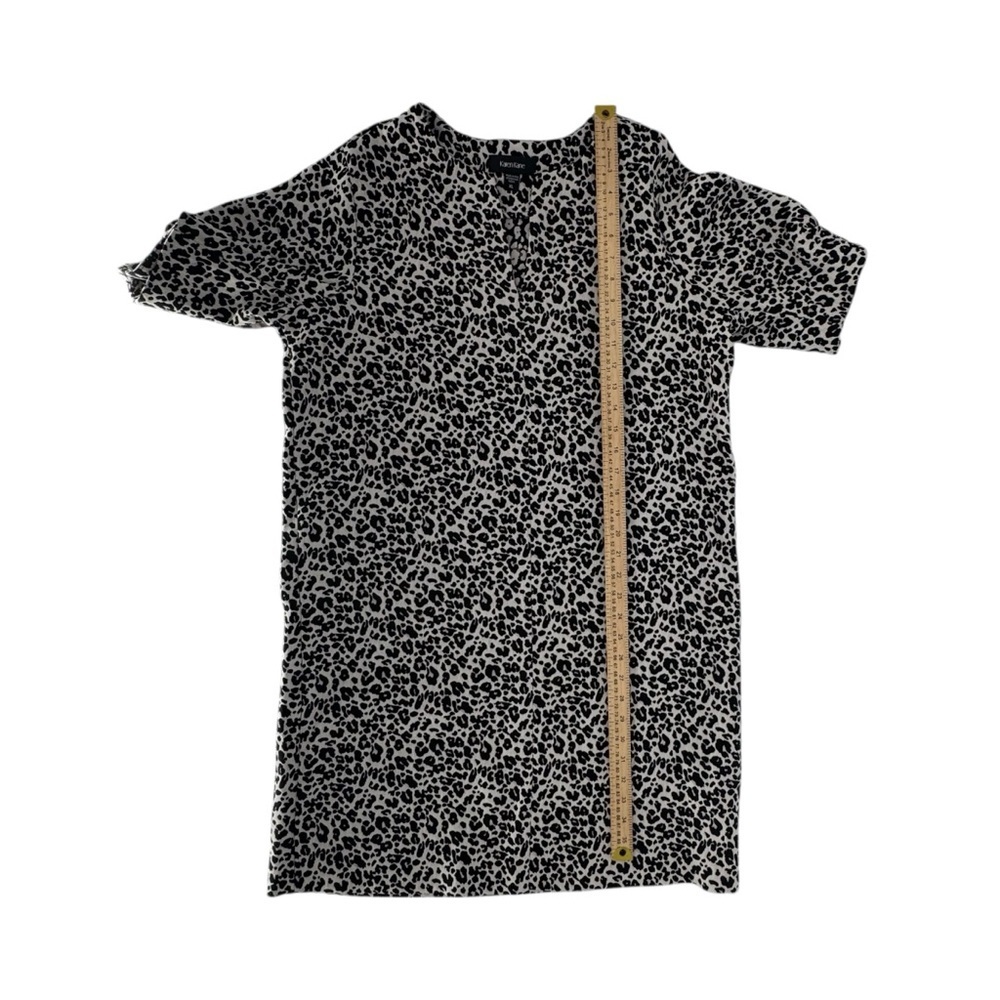 Karen Kane Black Cream Animal Cheetah Leopard V-Neck Short Sleeve Midi Dress XL - Picture 9 of 9